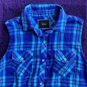 Sleeveless Rails Plaid Blouse